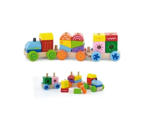 Viga 50534 Drewniany pociąg z klockami