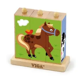 Viga 50833 9Pcs Stacking Cube Puzzle - Farm Animals Viga 50833 9Pcs Stacking Cube Puzzle - Farm Animals