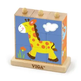 Viga 50834 9Pcs Stacking Cube Puzzle - Wild Animals