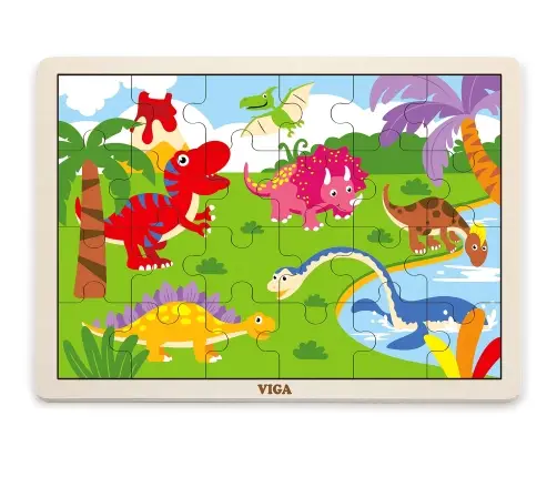 Viga 51460 Puzzle na podkładce 24 elementy - dinozaury
