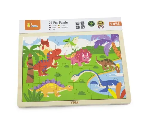 Viga 51460 Puzzle na podkładce 24 elementy - dinozaury