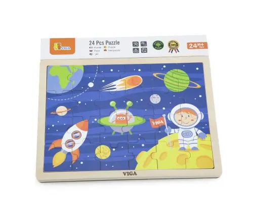 Viga 51461 Puzzle na podkładce 24 elementy - kosmiczna przygoda
