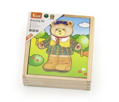 Viga 56403 Układanka ubieranka Miś - dziewczynka