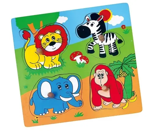 Viga 59563 Wooden Flat Puzzle - Wild Animals