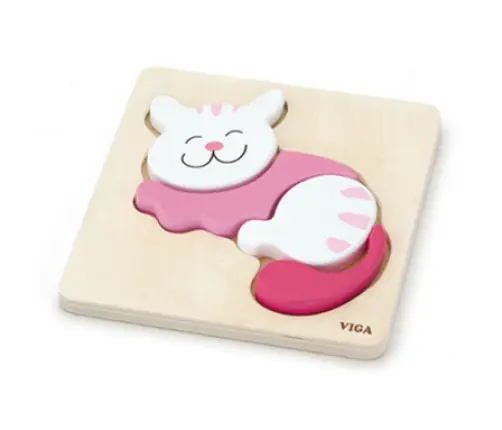 Viga 59930 Shape Block Puzzle - Cat