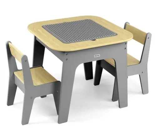 Zestaw mebli Olaf Blocks - Stolik i dwa krzesełka Dark Grey