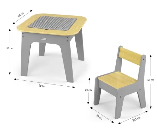 Zestaw mebli Olaf Blocks - Stolik i dwa krzesełka Dark Grey