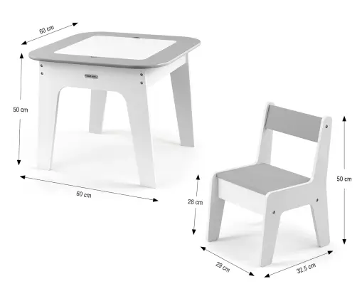 Zestaw mebli Olaf - Stolik i dwa krzesełka Grey