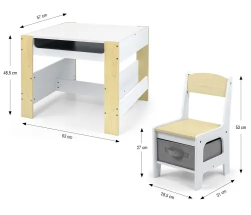 Zestaw mebli - Stolik i dwa krzesełka Sven Natural