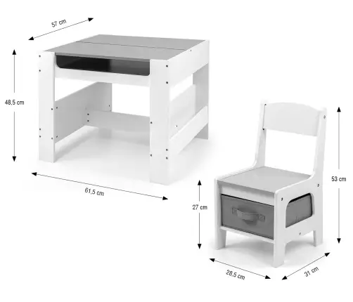 Zestaw mebli - Stolik i dwa krzesełka Sven Plus White