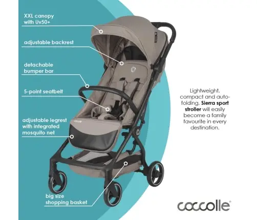 Autofold Sport Stroller Coccolle Sierra Taupe brown