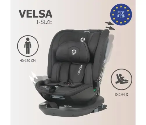 i-Size rotating car seat 40-150 cm Coccolle Velsa Jet black