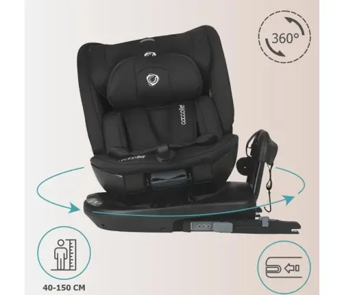 i-Size rotating car seat 40-150 cm Coccolle Velsa Jet black