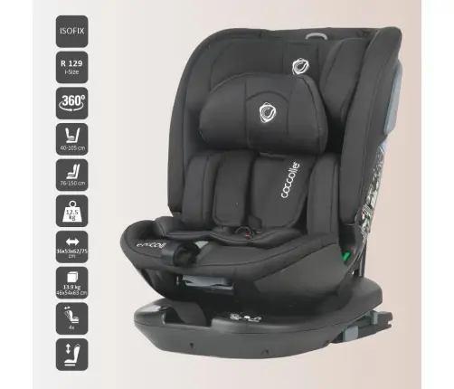 i-Size rotating car seat 40-150 cm Coccolle Velsa Jet black