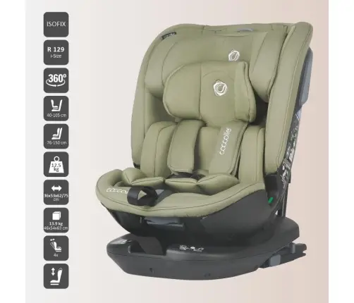 i-Size rotating car seat 40-150 cm Coccolle Velsa Moss green