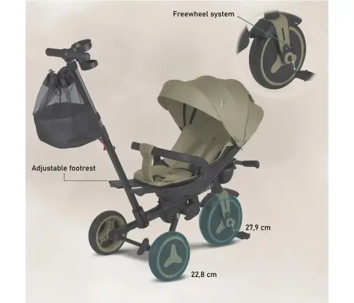 Coccolle Urbio Plus foldable tricycle Basil Green