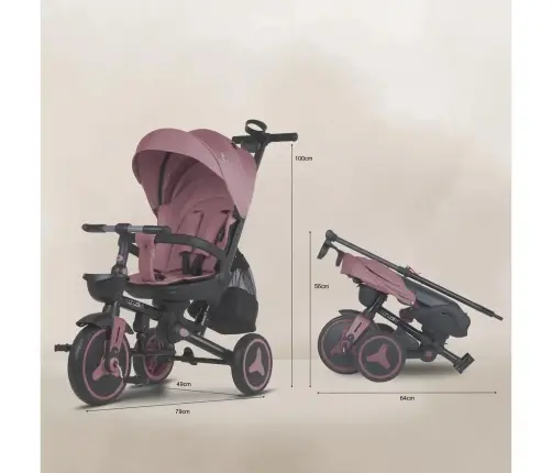 Coccolle Urbio Plus foldable tricycle Smoked Pink