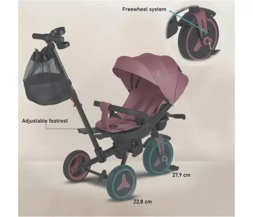 Coccolle Urbio Plus foldable tricycle Smoked Pink