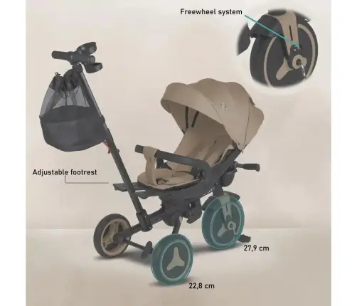 Coccolle Urbio Plus foldable tricycle Mocha Beige
