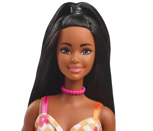 Barbie Fashionistas Doll - Pink & Orange Check Dress HYT91