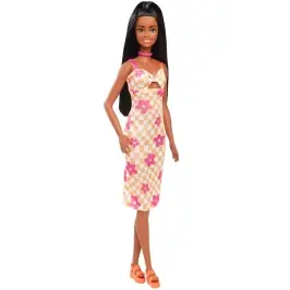 Barbie Fashionistas Doll - Pink and Orange Check Dress HYT91