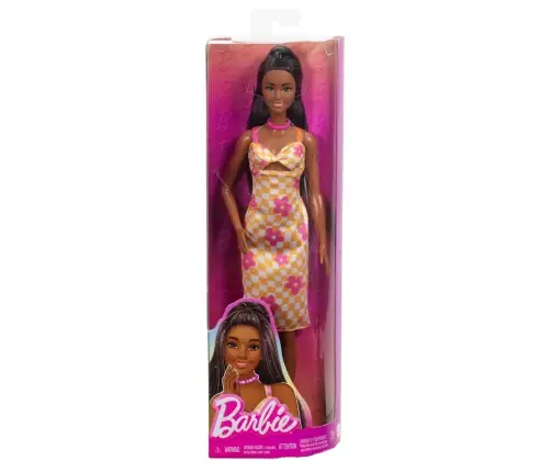 Barbie Fashionistas Doll - Pink & Orange Check Dress HYT91