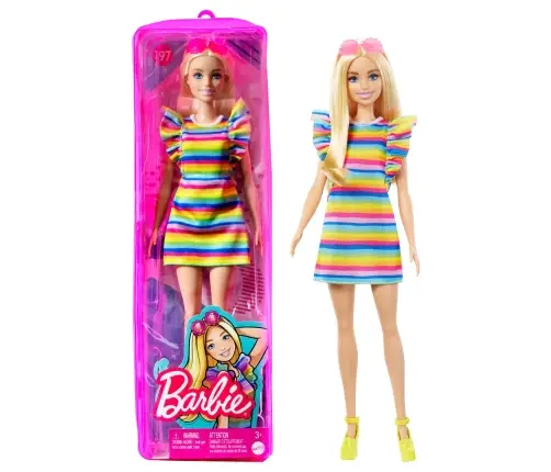 Barbie Fashionistas Doll - Tiered Dress and Braces (New pack.) HPF73