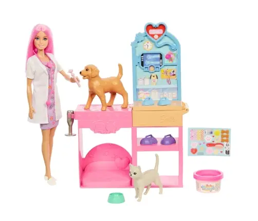 Barbie Fast Cast Pet Vet Clinic Playset w doll JFX93