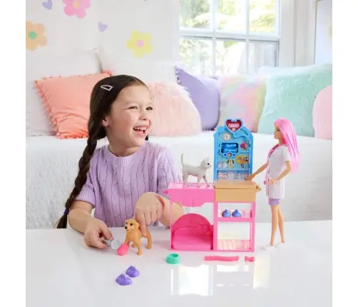 Barbie Fast Cast Pet Vet Clinic Playset w doll JFX93