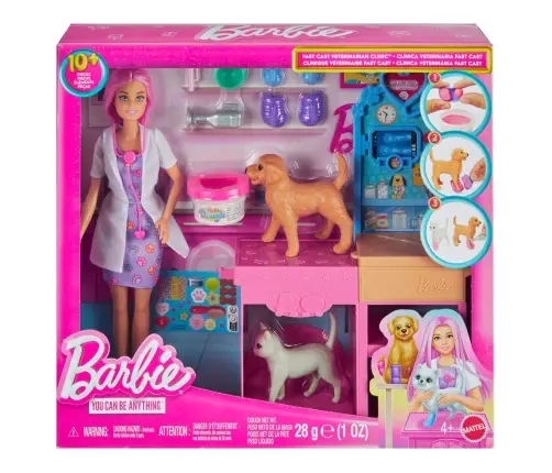 Barbie Fast Cast Pet Vet Clinic Playset w doll JFX93