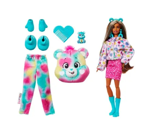 Barbie Cutie Reveal Care Bears Series 2 - Good Vibes Bear (Dark Skin) JFV62