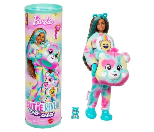 Barbie Cutie Reveal Care Bears Series 2 - Good Vibes Bear (Dark Skin) JFV62