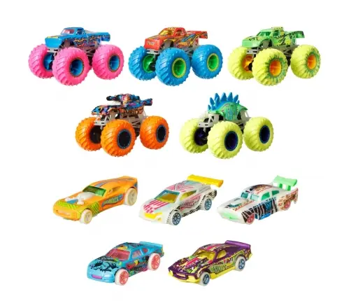 HW MT 1:64 Glow in the Dark Car & Truck Multipack HCB57