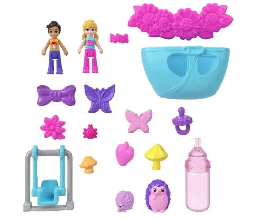 Polly Pocket Large Wearable Compact - Hedgehog Mama & Baby JBJ91