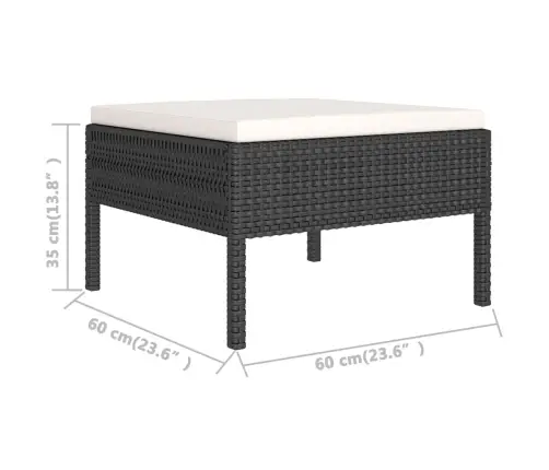 10-Daļīgs Dārza Atpūtas Mēbeļu Komplekts, Melna Pe Rotangpalma Vidaxl