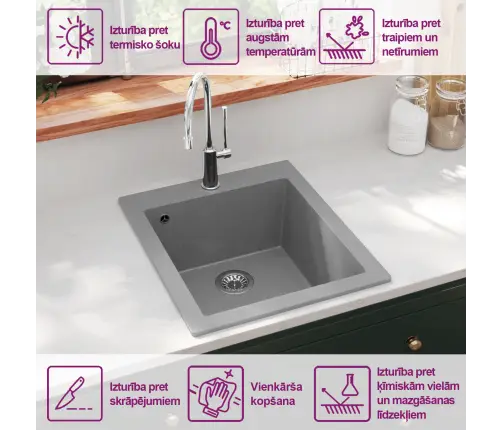 Tasapinnale Paigaldatav Köögivalamu, Graniit, Hall