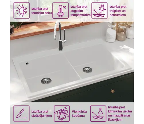 Iebūvējama Dubultā Granīta Izlietne, Krēmbalta