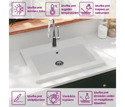 Praustuvas, Granitas, 600X450X120Mm, Baltas