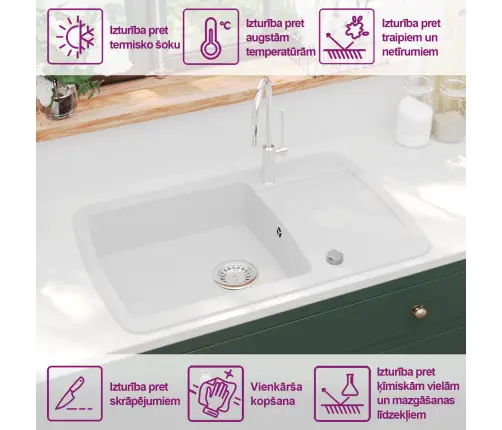 Virtuves Izlietne, Viena Bļoda, Bēša, Granīts Vidaxl