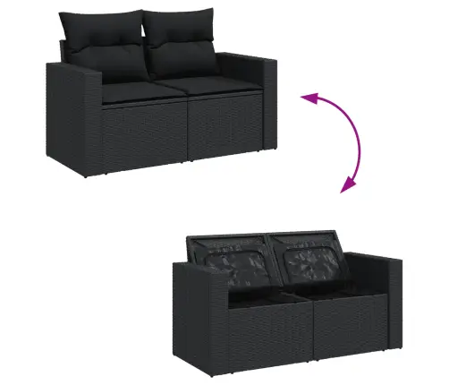 5-Osaline Aiadiivanikomplekt Patjadega, Must, Polürotang
