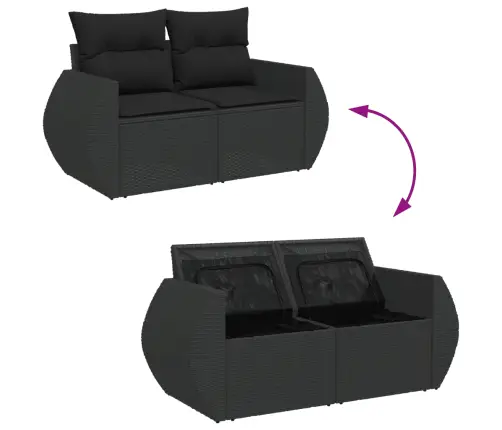 4-Osaline Aiadiivani Komplekt Patjadega, Must, Polürotang