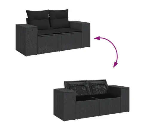 9-Osaline Aiadiivani Komplekt Patjadega, Must, Polürotang