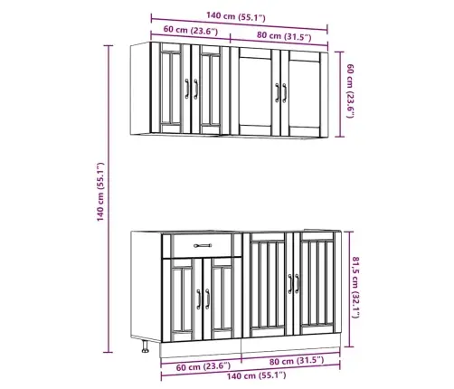 4-Daļīgs Virtuves Skapītis Komplekts, Lucca, Ozola Krāsa Vidaxl