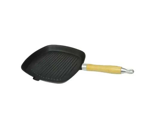 Ketaus Keptuvė Griliui Su Medine Rankena 20X20 Cm