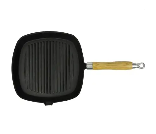 Ketaus Keptuvė Griliui Su Medine Rankena 20X20 Cm