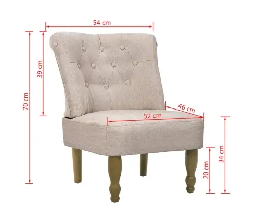 Atpūtas Krēsls, Franču Stils, Krēmkrāsas Audums Vidaxl