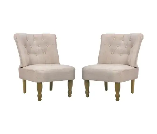 Franču Stila Atzveltnes Krēsli, 2 Gab., Krēmkrāsas Audums Vidaxl