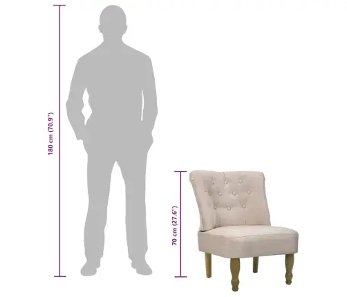 Franču Stila Atzveltnes Krēsli, 2 Gab., Krēmkrāsas Audums Vidaxl
