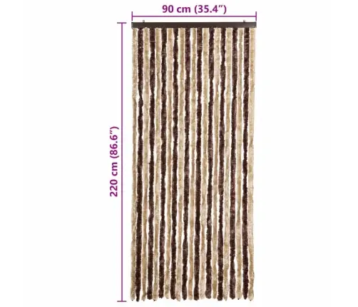 Kukaiņu Aizkars, 90X220 Cm, Bēšs Un Gaiši Brūns Šenils Vidaxl