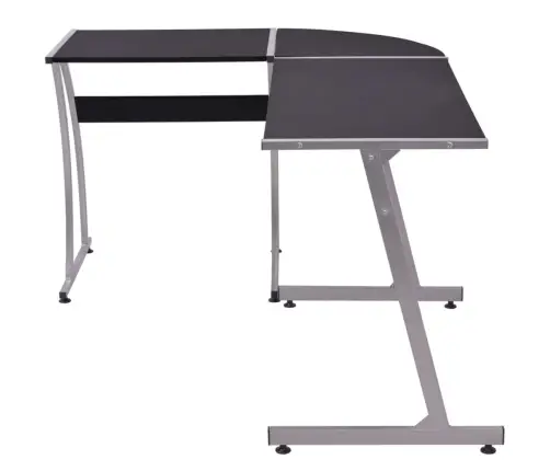 Stūra Galds, L-Forma, Melns Vidaxl